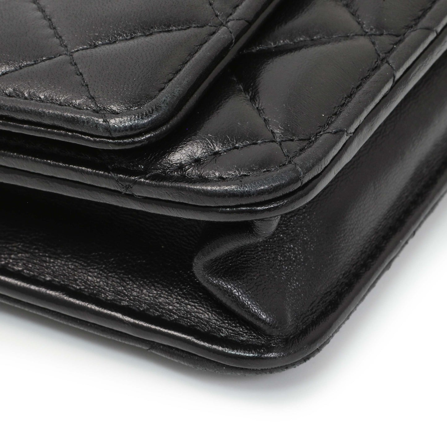 Exclusive Chanel Black Lambskin Quilted Pillow Crush Adjustable Chain Wallet On Chain — Top View