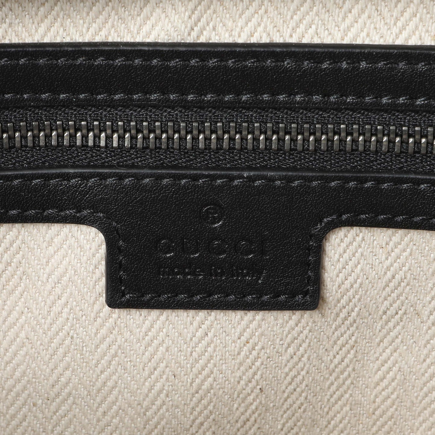 Exclusive Gucci GG Supreme Monogram Calfskin Emblem Small Crossbody — Detail View