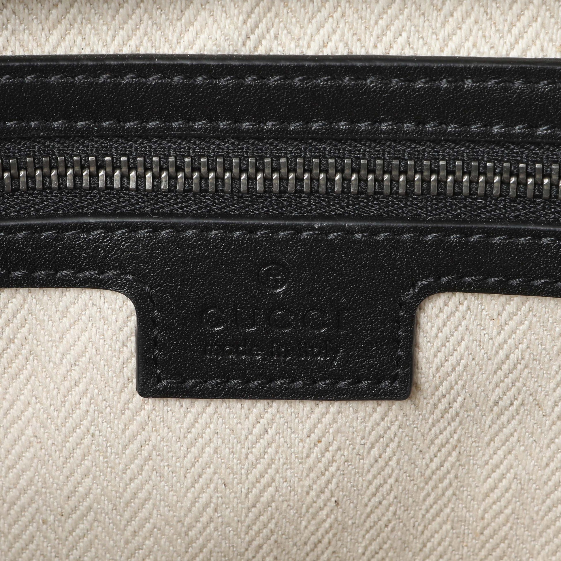 Exclusive Gucci GG Supreme Monogram Calfskin Emblem Small Crossbody — Detail View