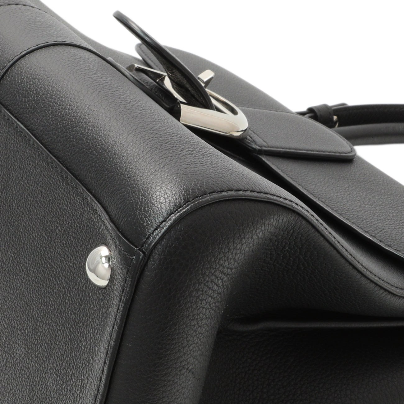 Exclusive Delvaux Black Grained Calfskin Brillant MM — Detail View