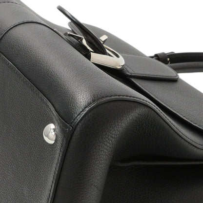Exclusive Delvaux Black Grained Calfskin Brillant MM — Detail View