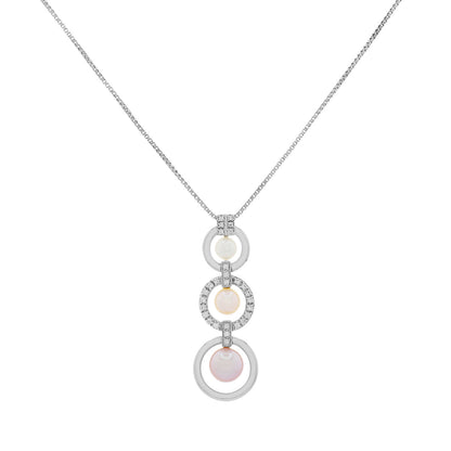 Exclusive 18K White Gold Akoya Pearl Diamond Pendant — Front View