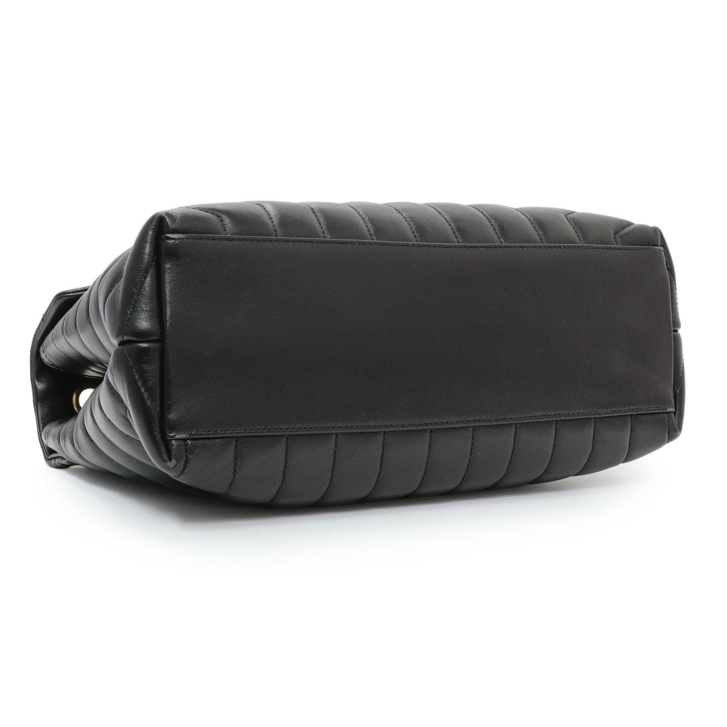 Exclusive Saint Laurent Black Calfskin Y Quilted Monogram Medium Loulou Chain Satchel — Back View