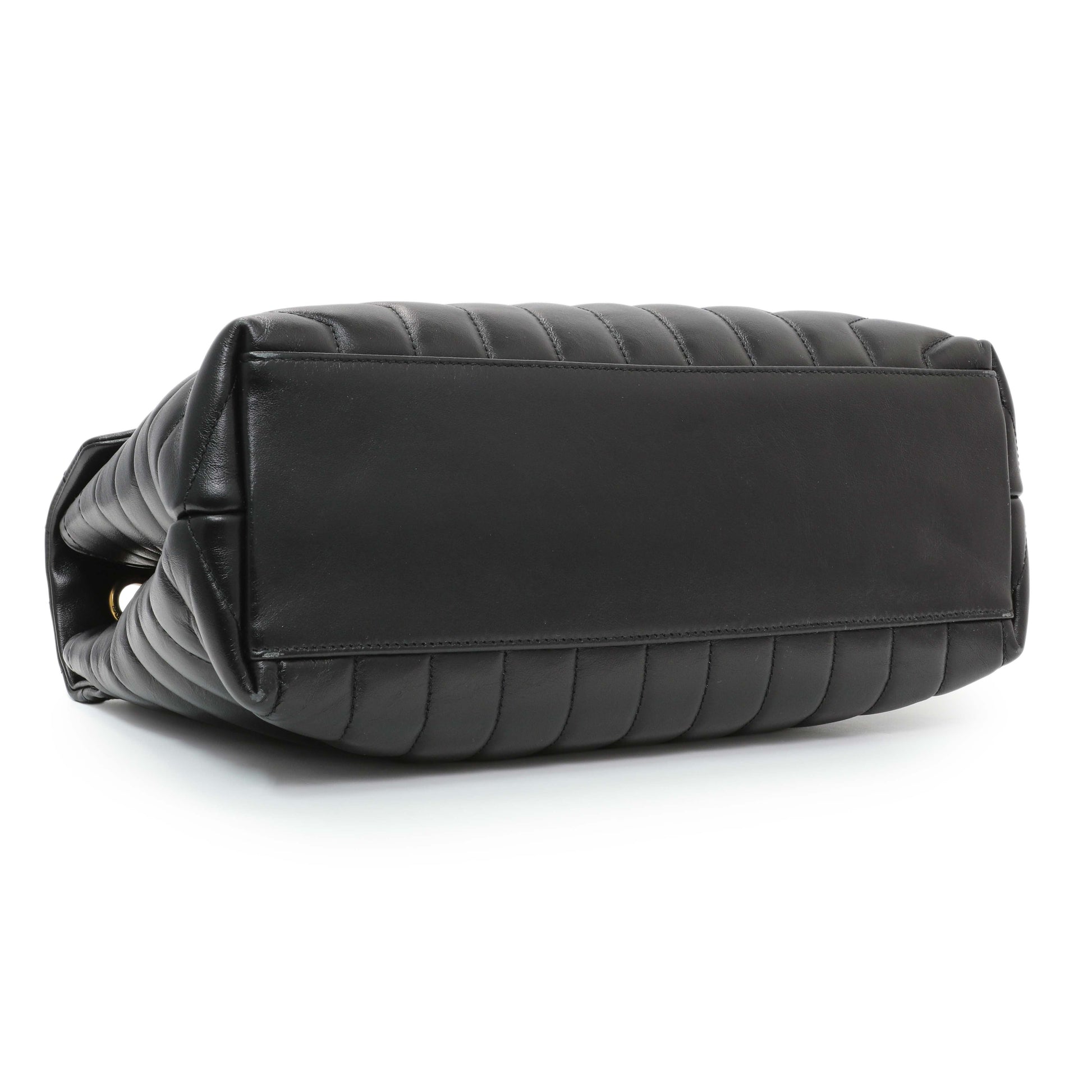 Exclusive Saint Laurent Black Calfskin Y Quilted Monogram Medium Loulou Chain Satchel — Back View