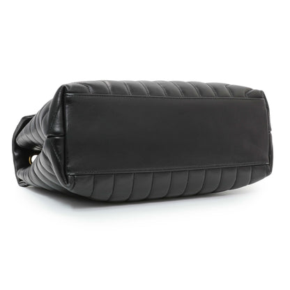Exclusive Saint Laurent Black Calfskin Y Quilted Monogram Medium Loulou Chain Satchel — Back View