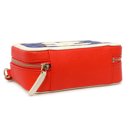 Exclusive Chanel Blue White Red Caviar Quilted Micro CC Filigree Vanity Case — Top View