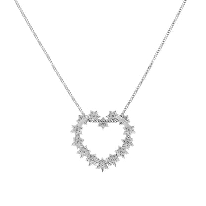 Exclusive 14K White Gold 1.47 Carat Diamond Cluster Heart Pendant — Side View