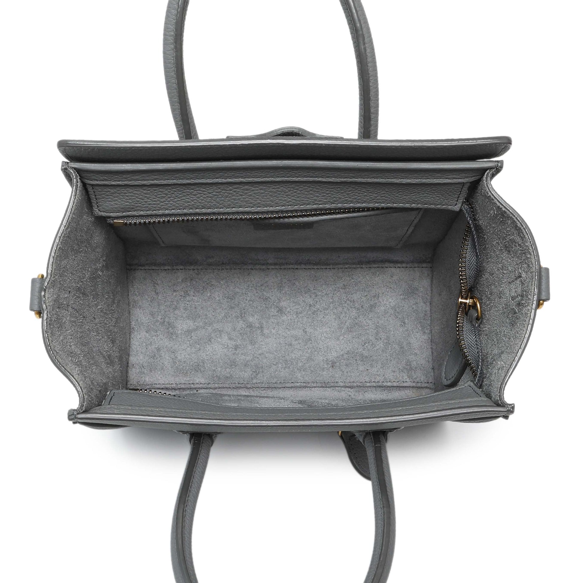 Exclusive Celine Kohl Drummed Calfskin Nano Luggage — Top View