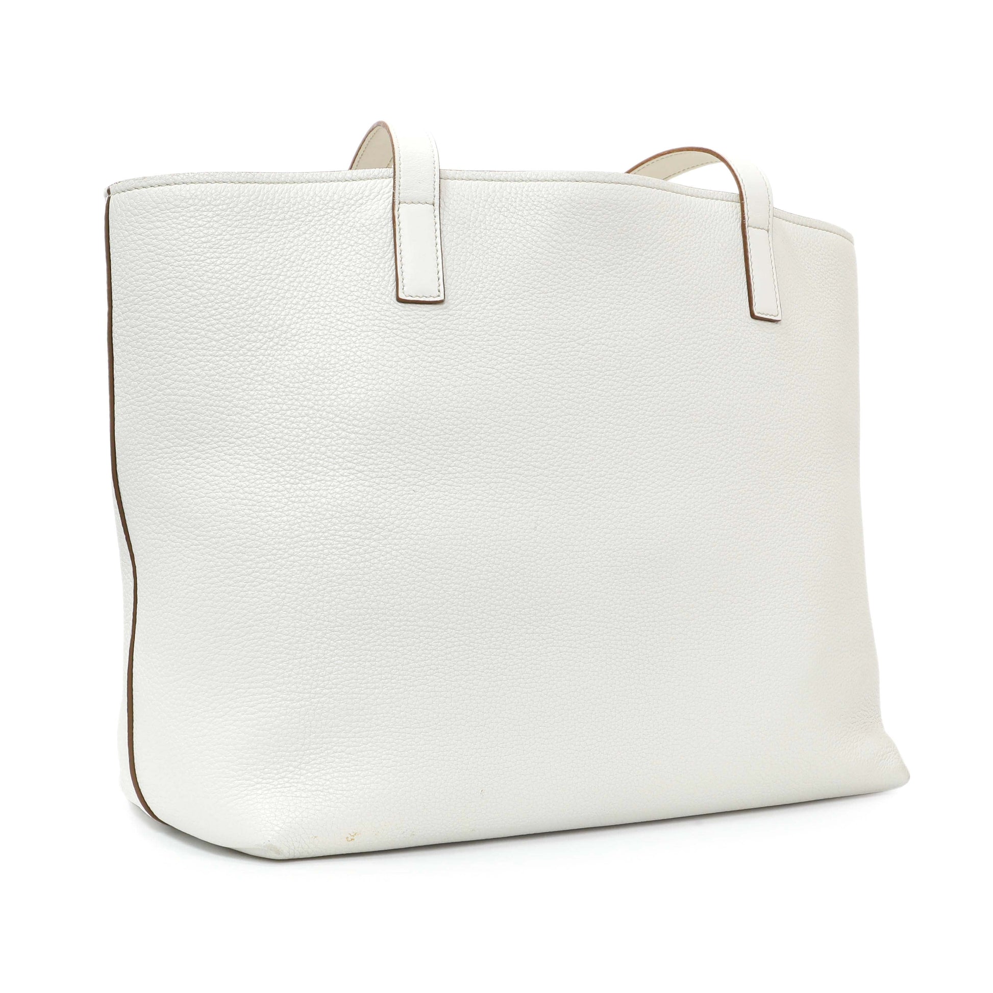 Exclusive Prada White Vitello Daino Pocket Shopping Tote — Side View