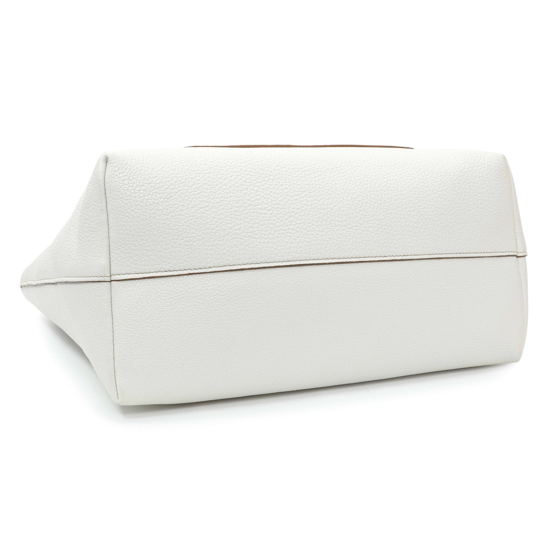 Exclusive Prada White Vitello Daino Pocket Shopping Tote — Back View