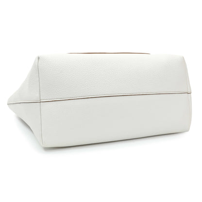 Exclusive Prada White Vitello Daino Pocket Shopping Tote — Back View