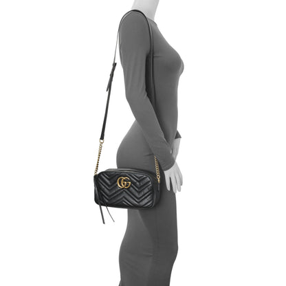 Exclusive Gucci Black Calfskin Matelasse Small GG Marmont Chain Shoulder Bag — Alternate View 16