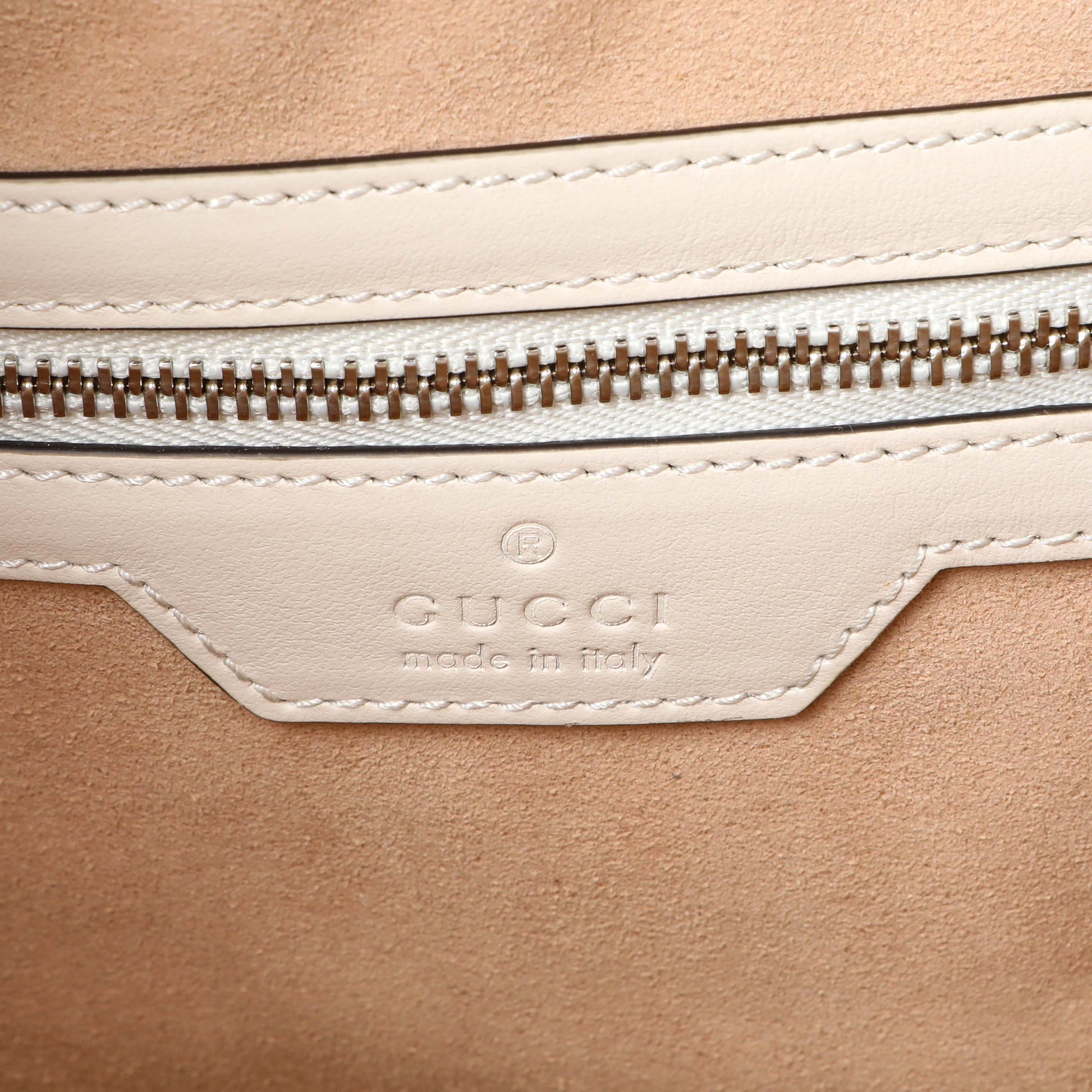 Exclusive Gucci Cream Calfskin Matelasse Medium GG Marmont Shopping Tote — Detail View