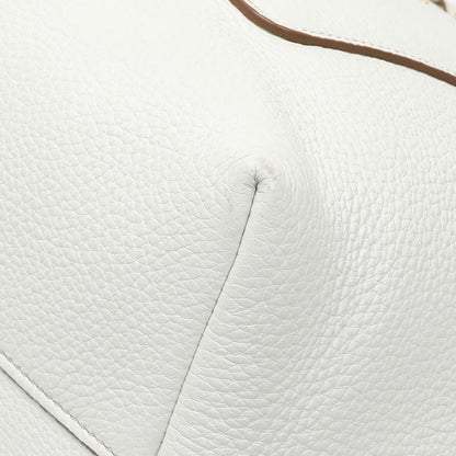 Exclusive Prada White Vitello Daino Pocket Shopping Tote — Detail View
