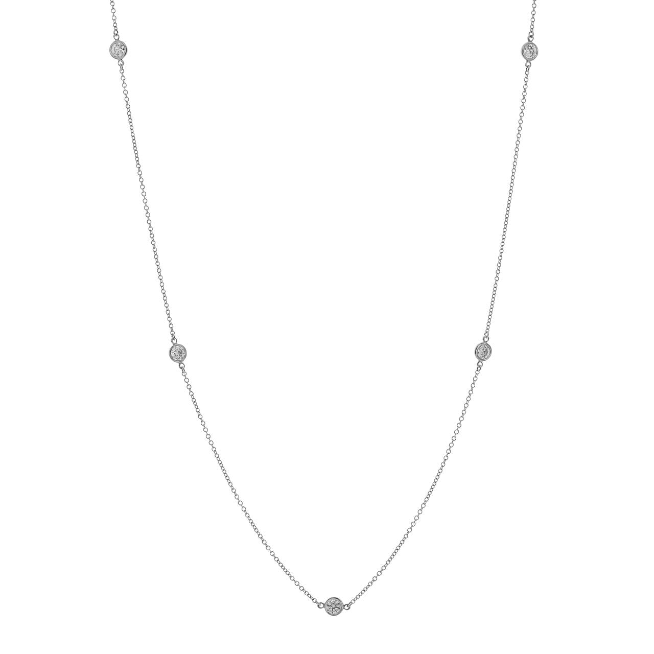 Exclusive Tiffany & Co. Platinum Diamonds by the Yard 5 Diamond Necklace — Front View