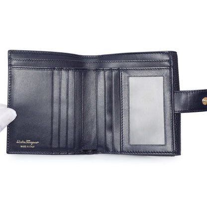 Exclusive Salvatore Ferragamo Blue Calfskin Compact Wallet — Top View