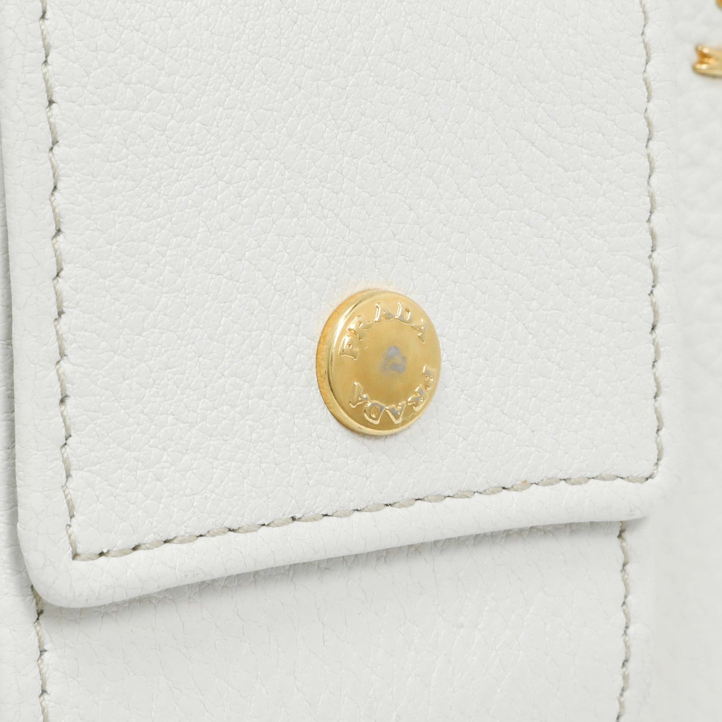 Exclusive Prada White Vitello Daino Pocket Shopping Tote — Alternate View 10