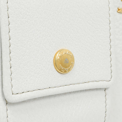 Exclusive Prada White Vitello Daino Pocket Shopping Tote — Alternate View 10