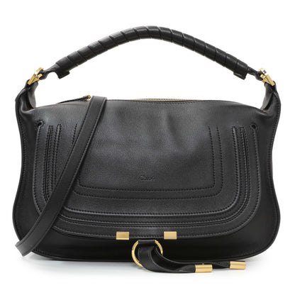 Exclusive Chloe Black Grained Calfskin Small Marcie Shoulder Bag — Front View