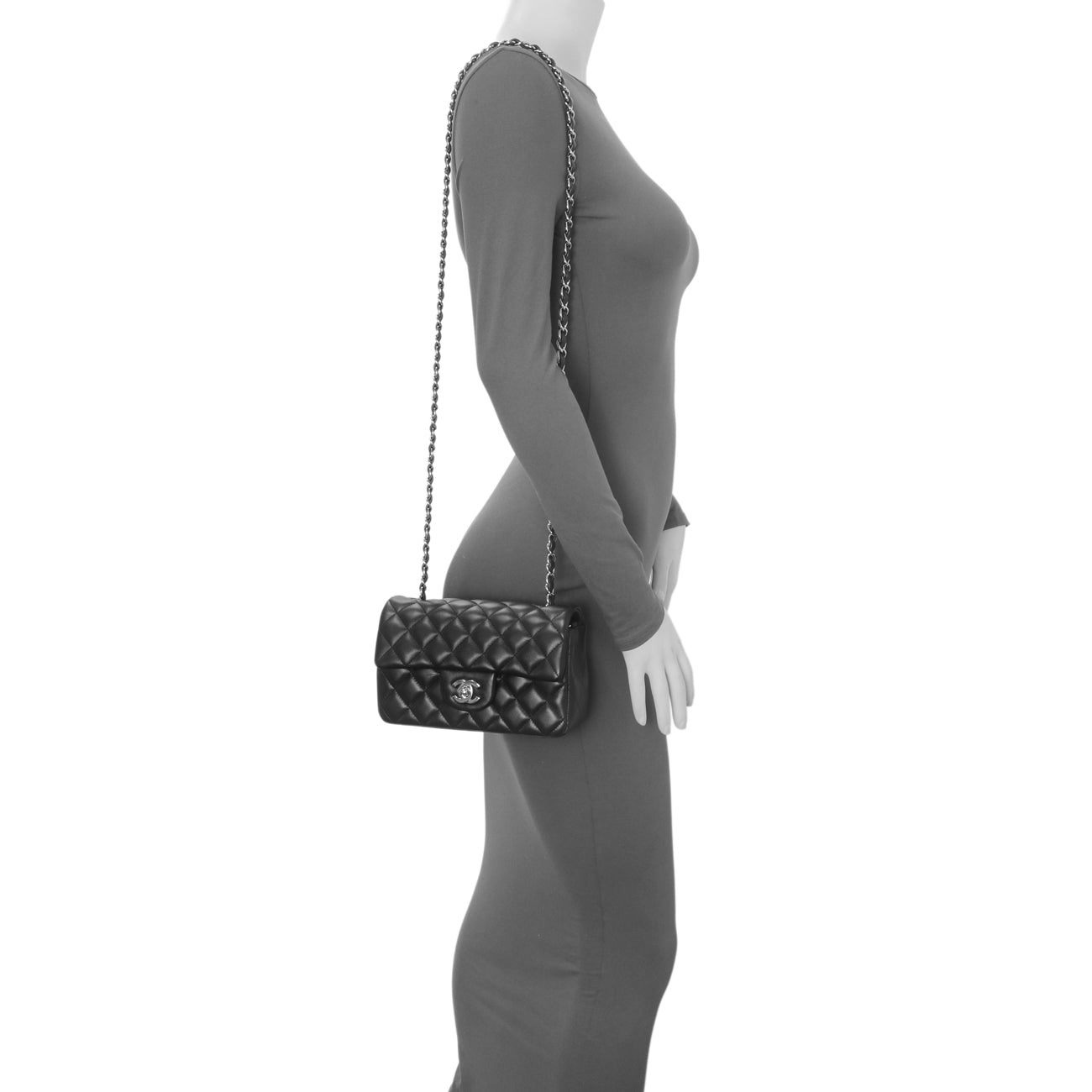 Exclusive Chanel Black Quilted Lambskin Mini Rectangular Flap — Alternate View 11