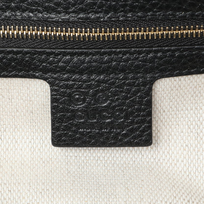 Exclusive Gucci Black Pebbled Calfskin Medium Soho Flap Crossbody — Detail View