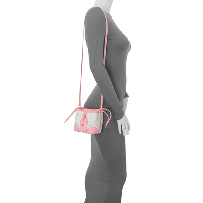 Exclusive Louis Vuitton Ecru Beige Pink Jacquard Since 1854 Noe Purse — Lifestyle View