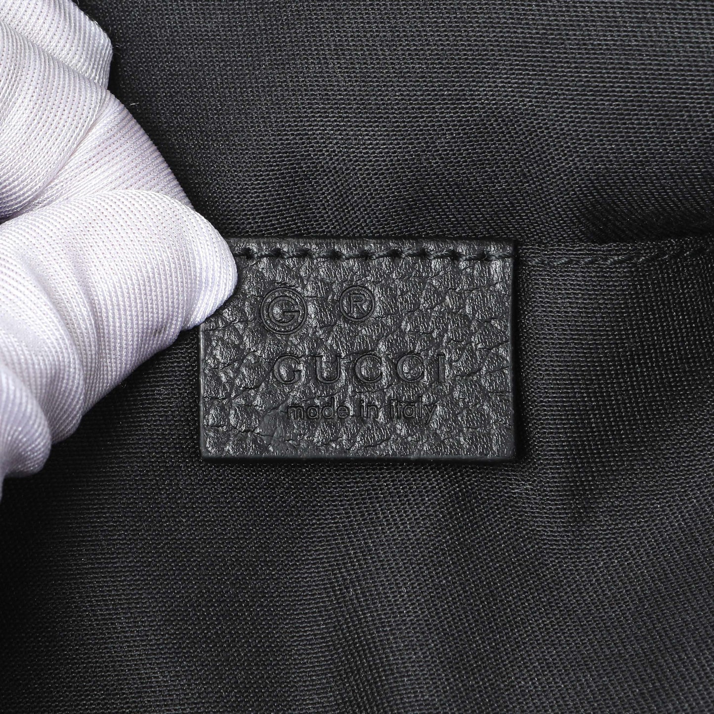 Exclusive Gucci Black Nylon Monogram Waist Belt Bag — Detail View