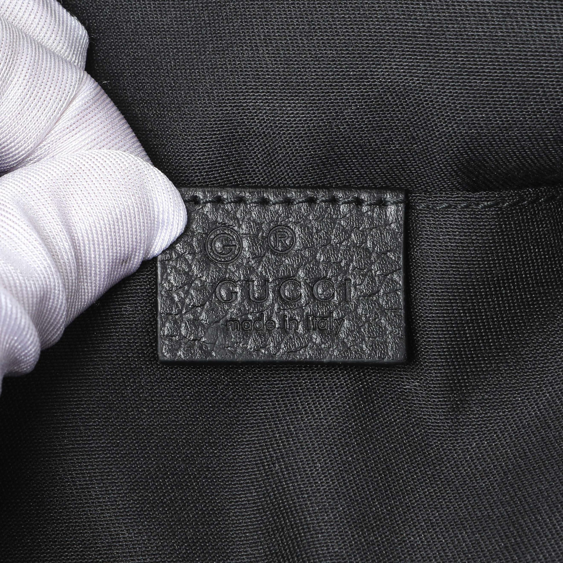 Exclusive Gucci Black Nylon Monogram Waist Belt Bag — Detail View