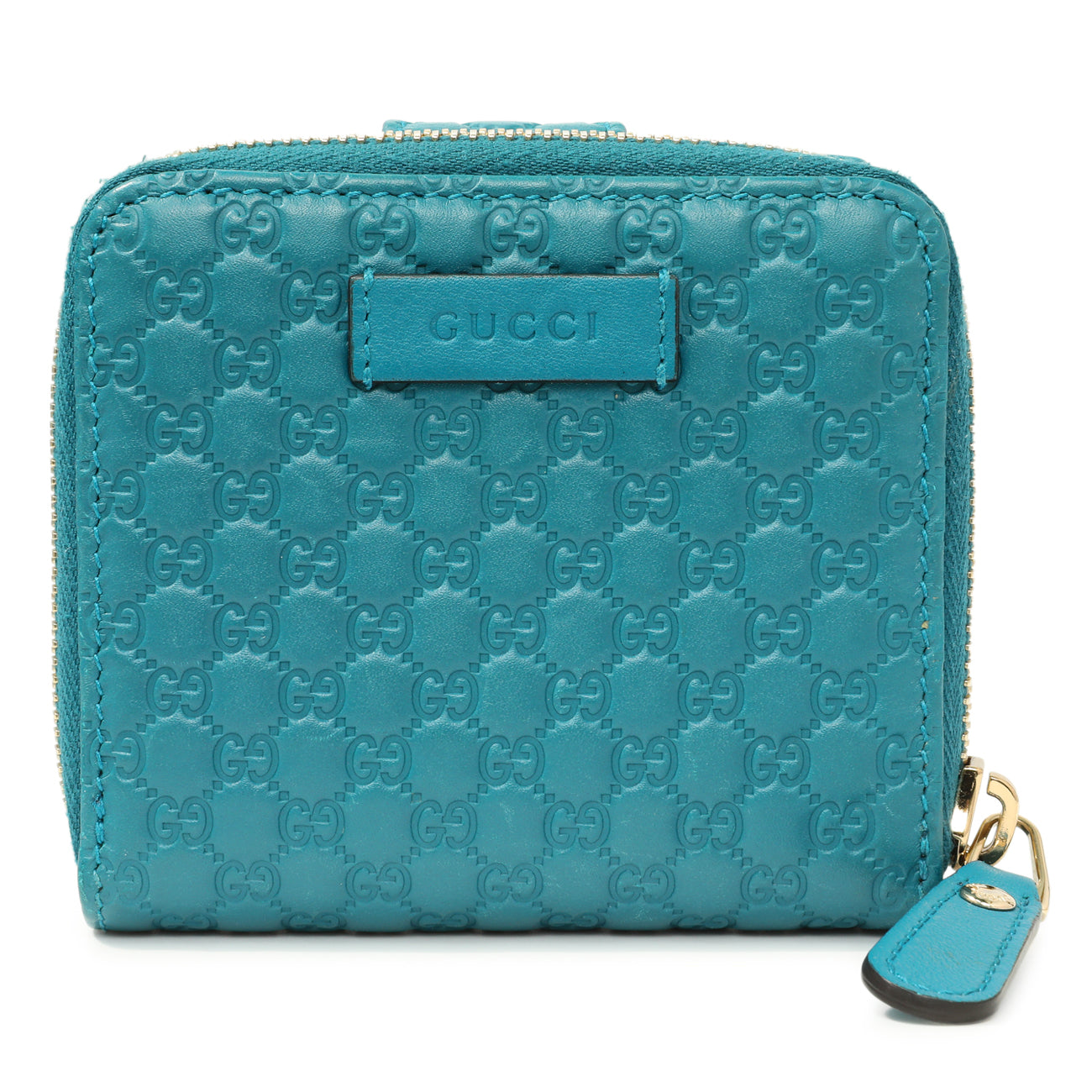 Exclusive Gucci Teal Microguccissima Compact Wallet — Front View
