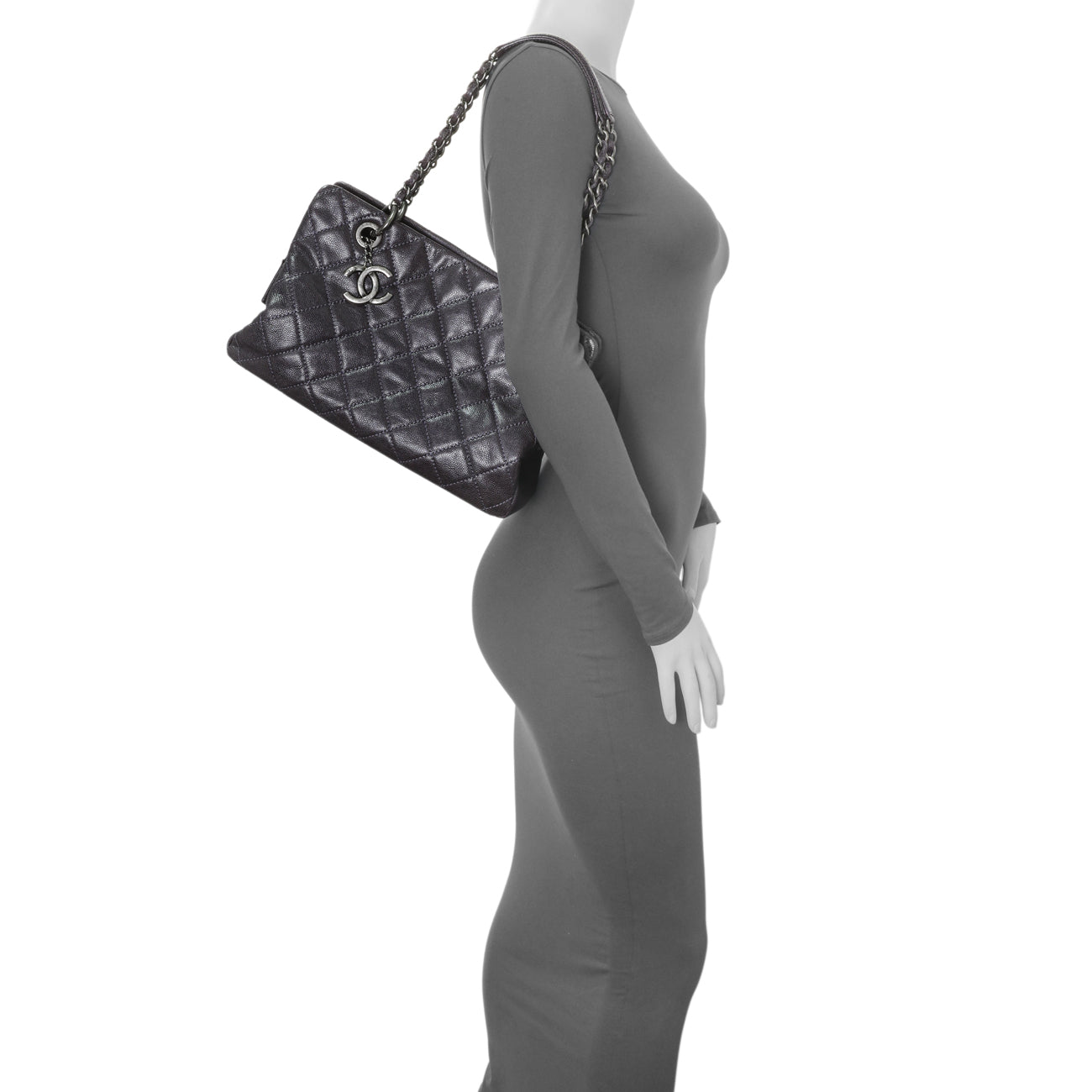 Exclusive Chanel Purple Iridescent Caviar Quilted Chic Shopping Tote — Alternate View 11