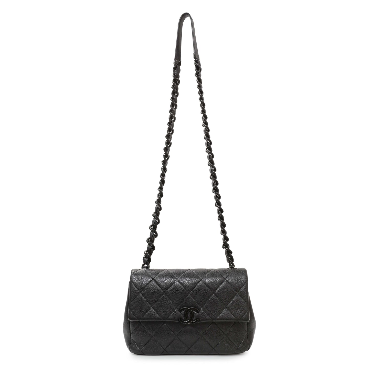 Exclusive Chanel So Black Caviar My Everything Flap — Front View
