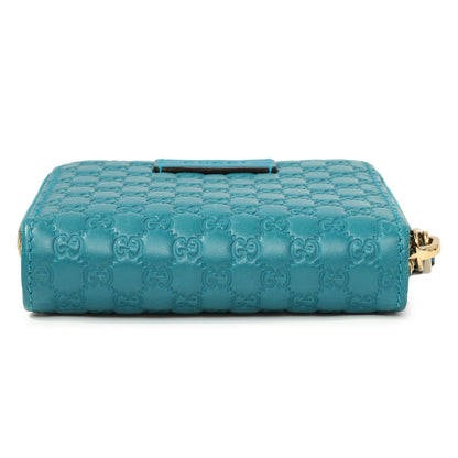 Exclusive Gucci Teal Microguccissima Compact Wallet — Back View