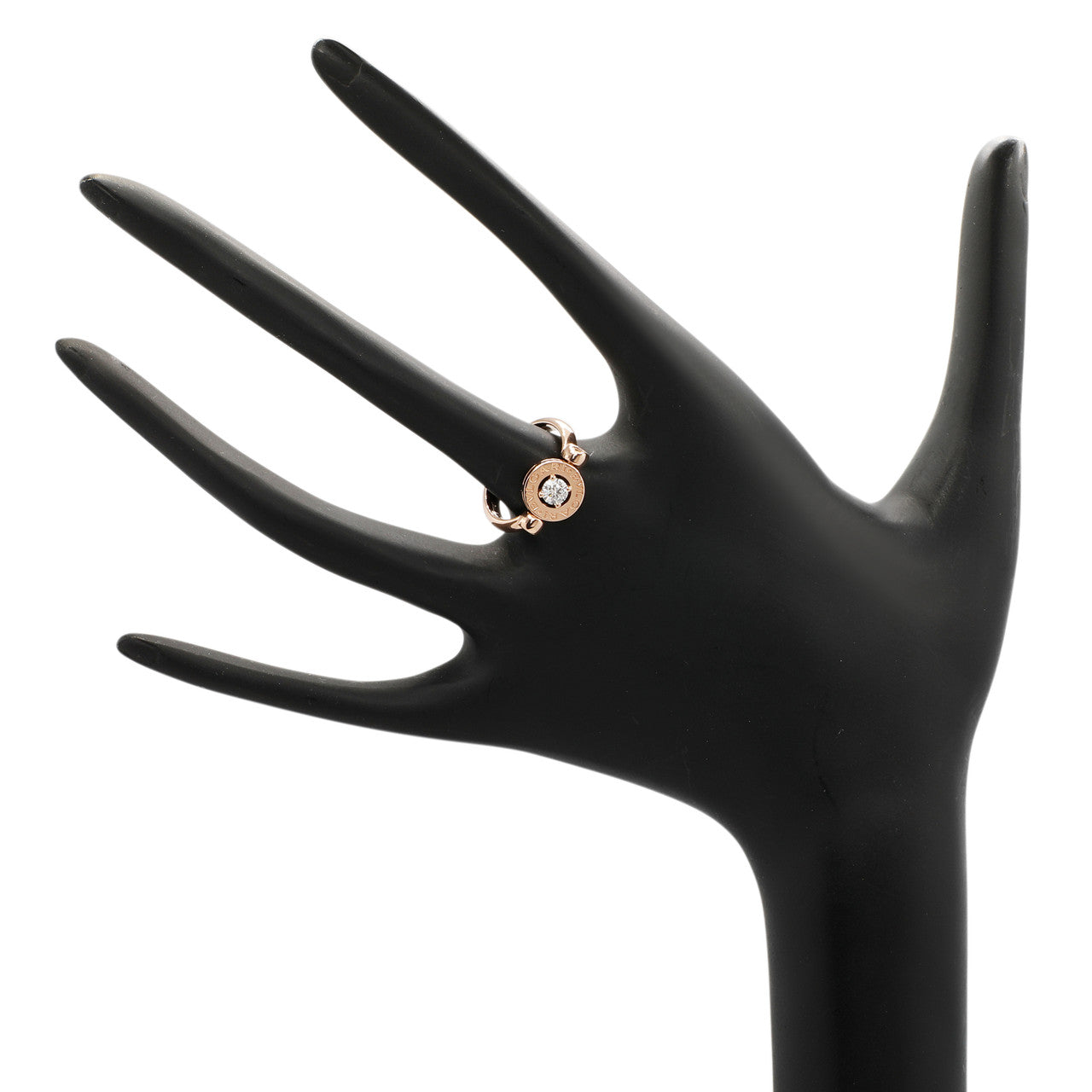Exclusive Bulgari 18K Rose Gold Diamond Bvlgari Bvlgari Flip Ring — Top View