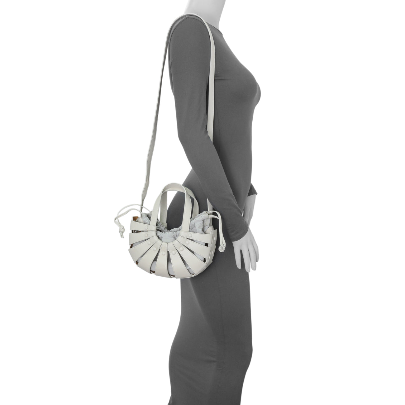 Exclusive Bottega Veneta White Calfskin Small Shell Bag — Alternate View 9