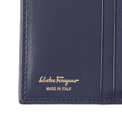 Exclusive Salvatore Ferragamo Blue Calfskin Compact Wallet — Detail View
