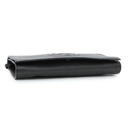 Exclusive Gucci Black Leather Medium GG Soho Tassel Clutch — Back View
