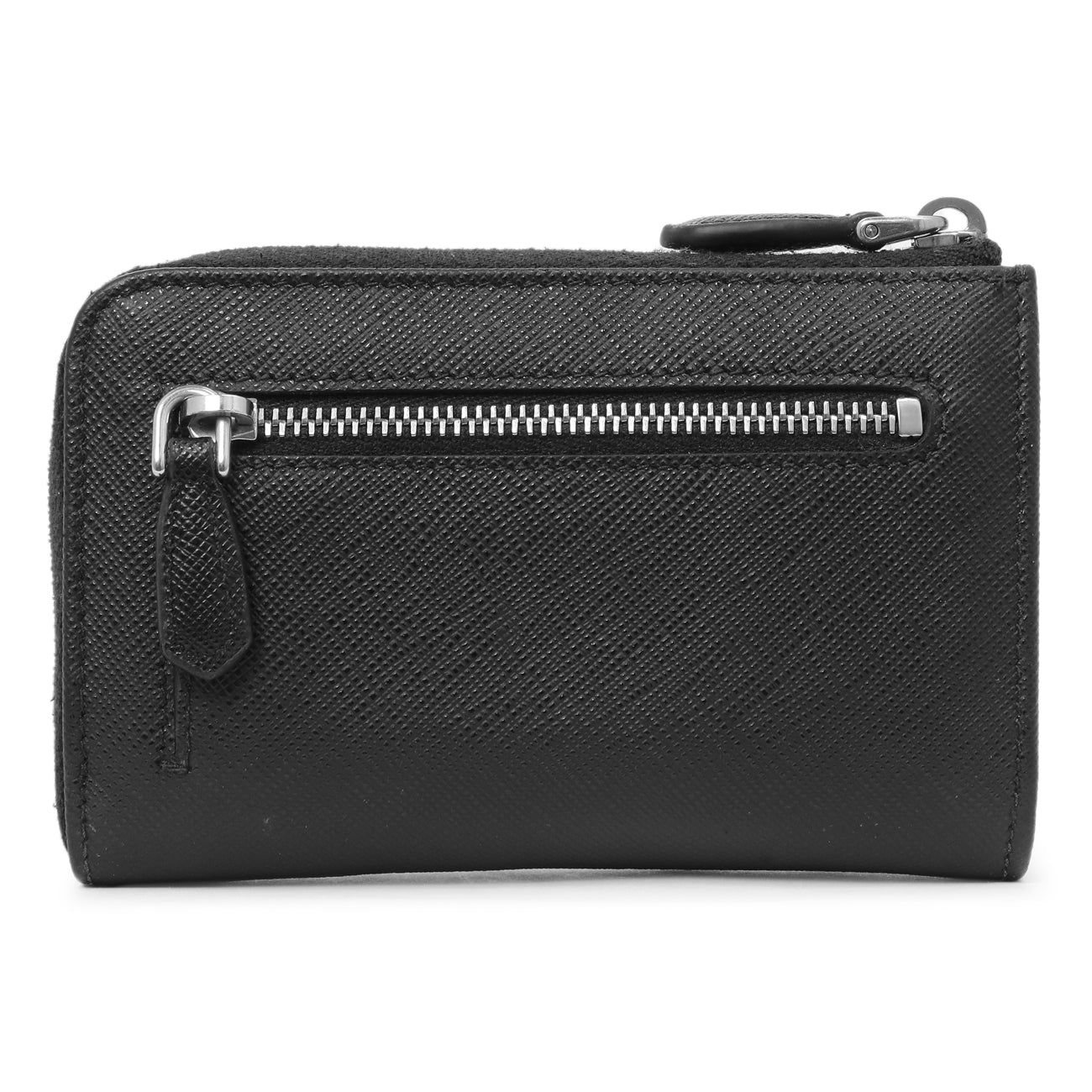 Exclusive Prada Black Saffiano Zip Card Holder — Side View