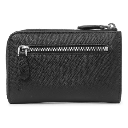 Exclusive Prada Black Saffiano Zip Card Holder — Side View
