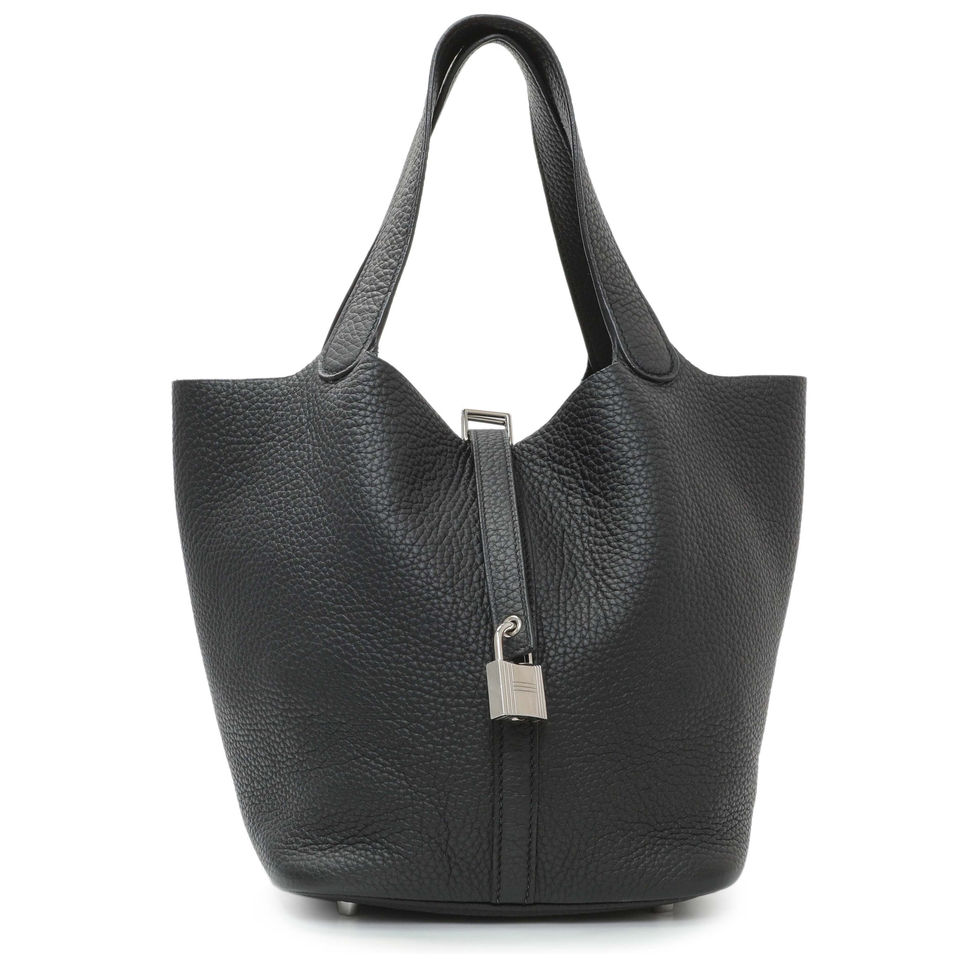 Exclusive Hermes Black Clemence Picotin 22 — Front View