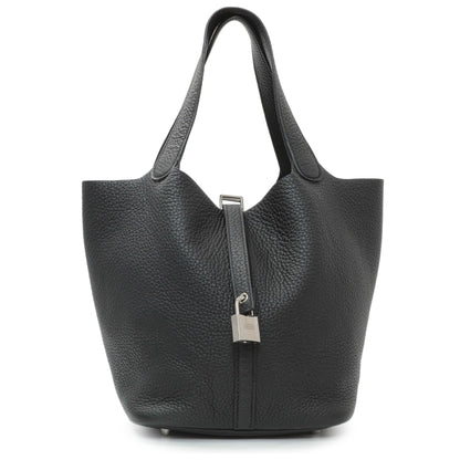 Exclusive Hermes Black Clemence Picotin 22 — Front View