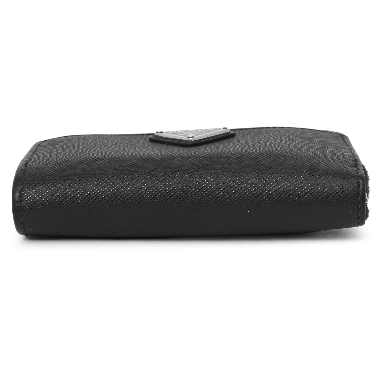 Exclusive Prada Black Saffiano Zip Card Holder — Back View