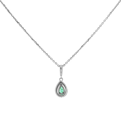 Exclusive 18K White Gold Emerald Pendant — Side View