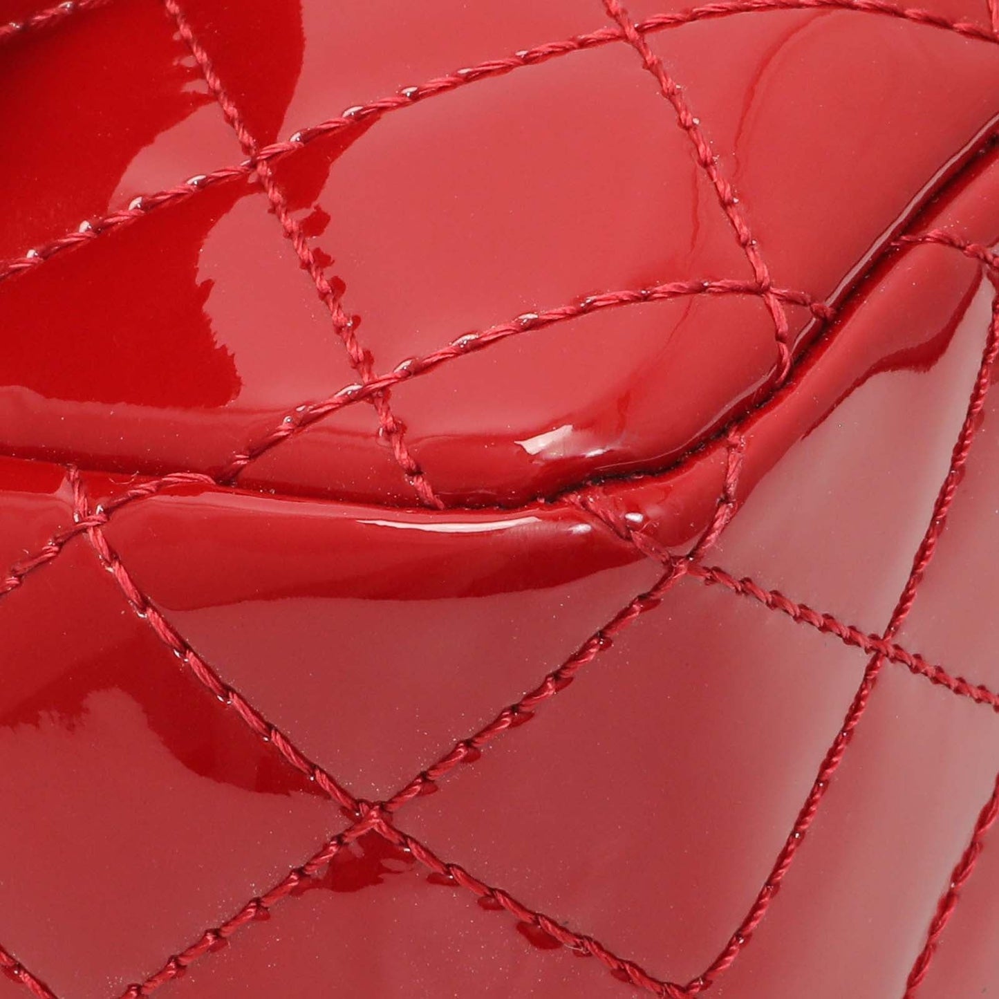Exclusive Chanel Red Patent Quilted Valentine Flap — Top View