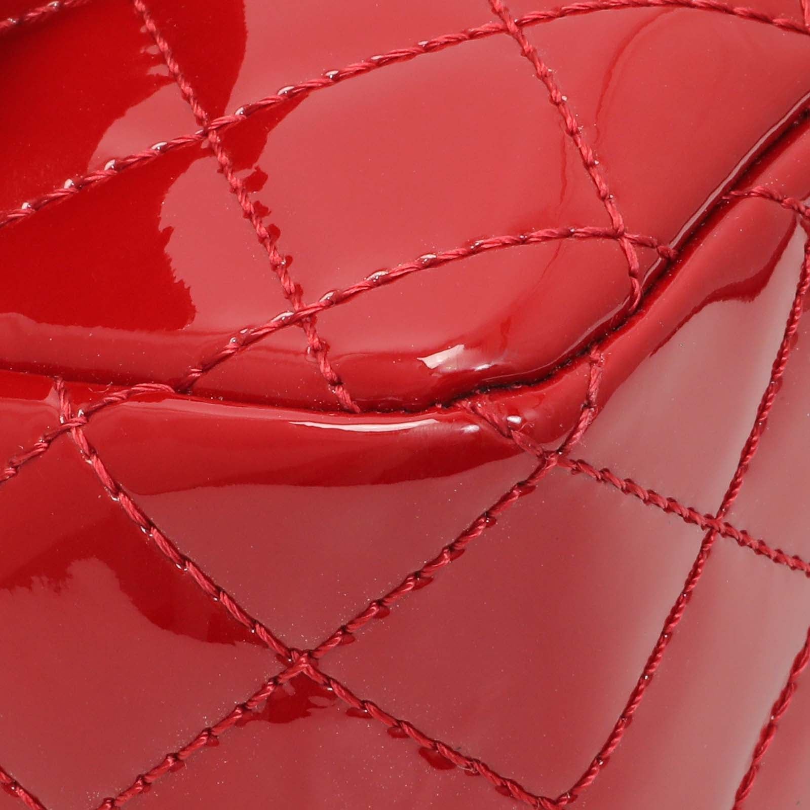 Exclusive Chanel Red Patent Quilted Valentine Flap — Top View