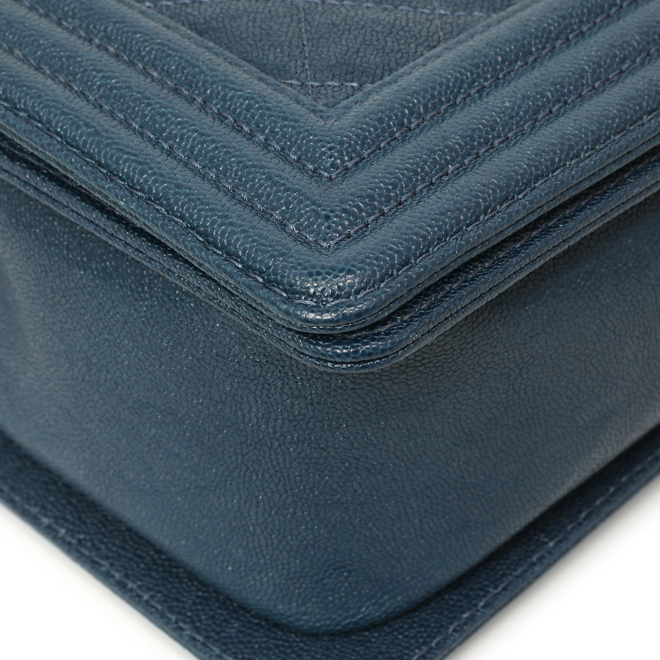 Exclusive Chanel Blue Quilted Caviar New Medium Boy Bag — Top View