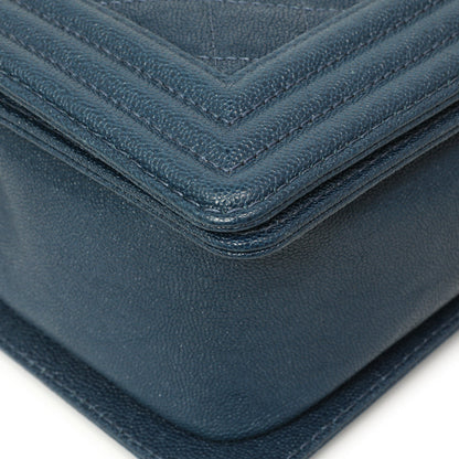 Exclusive Chanel Blue Quilted Caviar New Medium Boy Bag — Top View
