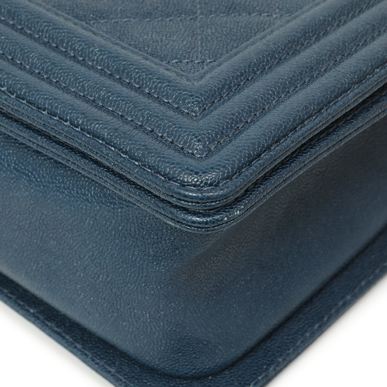 Exclusive Chanel Blue Quilted Caviar New Medium Boy Bag — Detail View