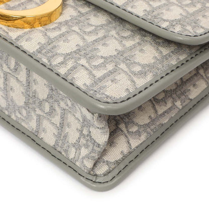 Exclusive Christian Dior Grey Oblique 30 Montaigne Flap Bag — Detail View
