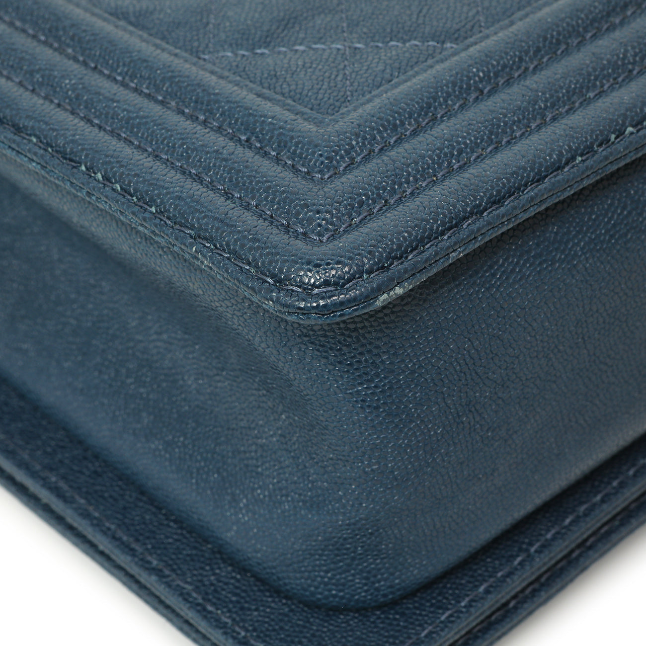 Exclusive Chanel Blue Quilted Caviar New Medium Boy Bag — Lifestyle View