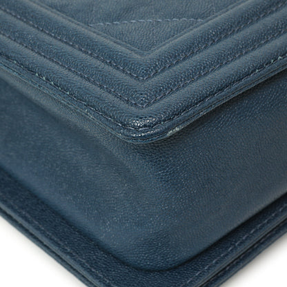 Exclusive Chanel Blue Quilted Caviar New Medium Boy Bag — Lifestyle View